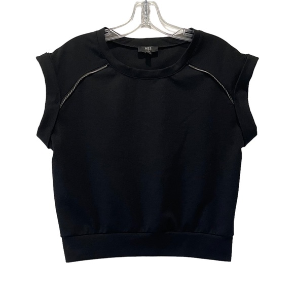 Allen Schwartz ABS Denim Collection Women’s Black Cropped Top Cuff - Picture 1 of 7